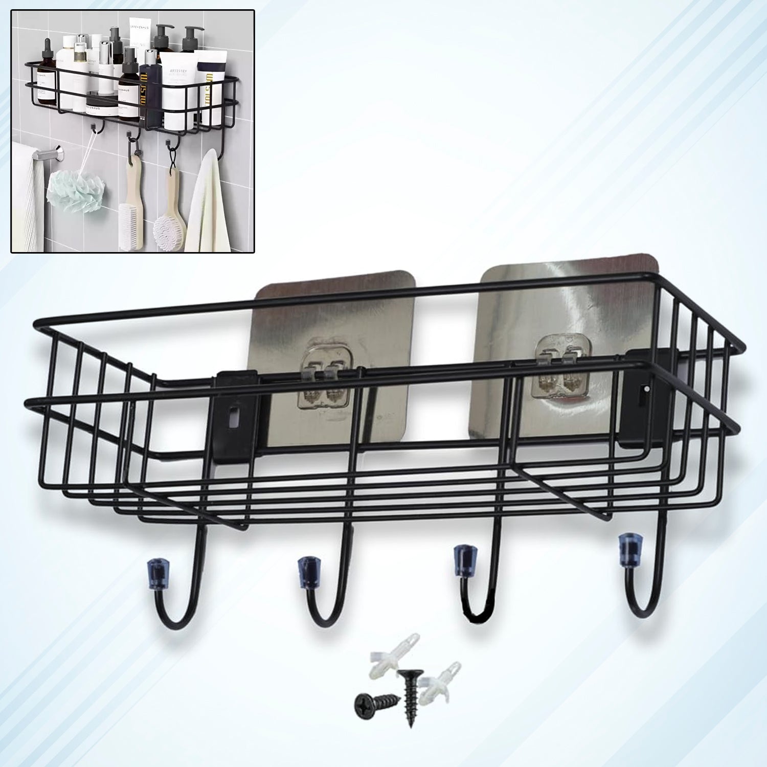 3 in 1 Shower Shelf Rack for storing and holding various household stuffs and items etc. 3 in 1 Shower Shelf Rack for storing and holding various household stuffs and items etc.